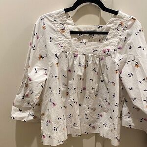 Madewell Floral Cream Blouse Size small